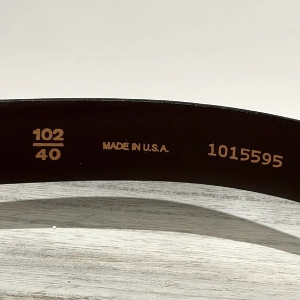 Dark Brown Leather Belt with Silver Buckle Size 40